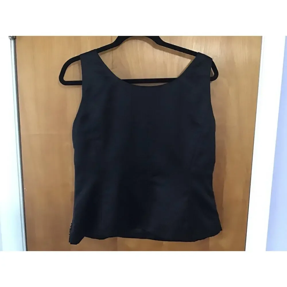 Vintage Kasper Black Beaded V-neck Formal Party Going OUt Tank 10